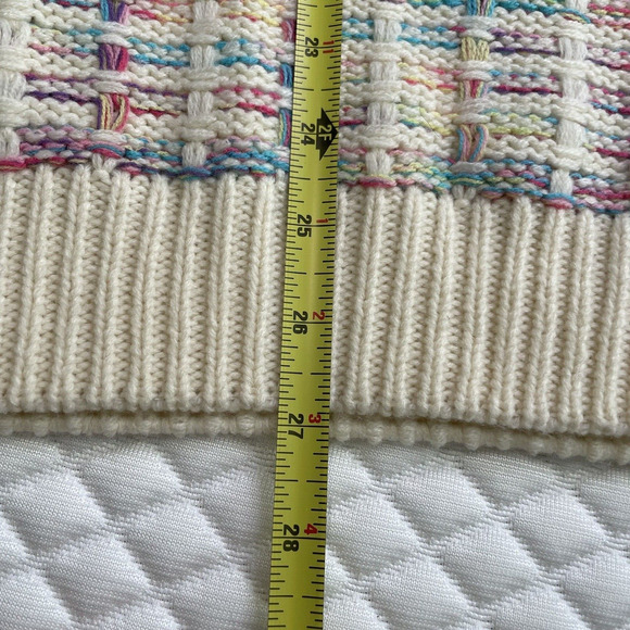 Sew In Love Rainbow Mock Neck Fisherman Knit Stitched Sweater Women's Size Large - Picture 11 of 13